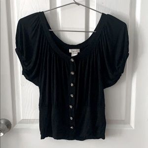 Oatt usa black off shoulder top with buttons